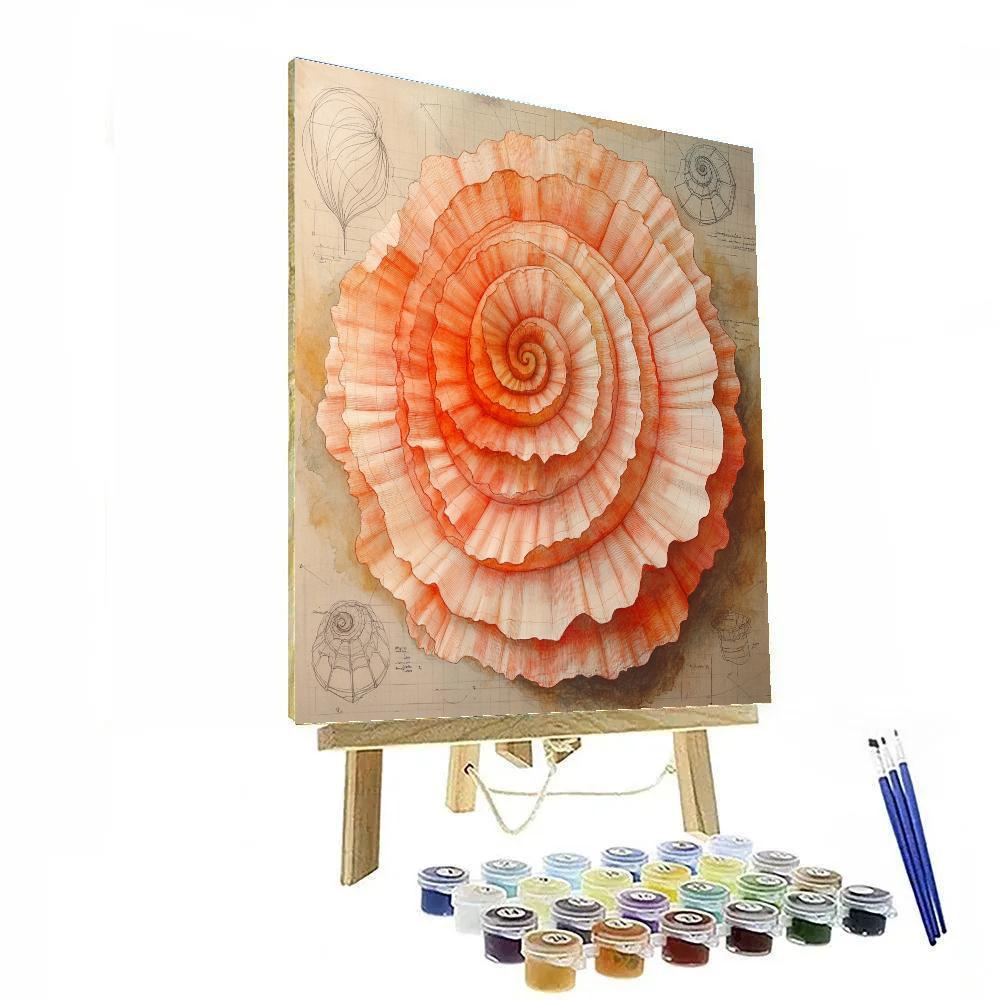 Leonardo Da Vinci Inspired Coral Spiral Diagram Painting by numbers kit