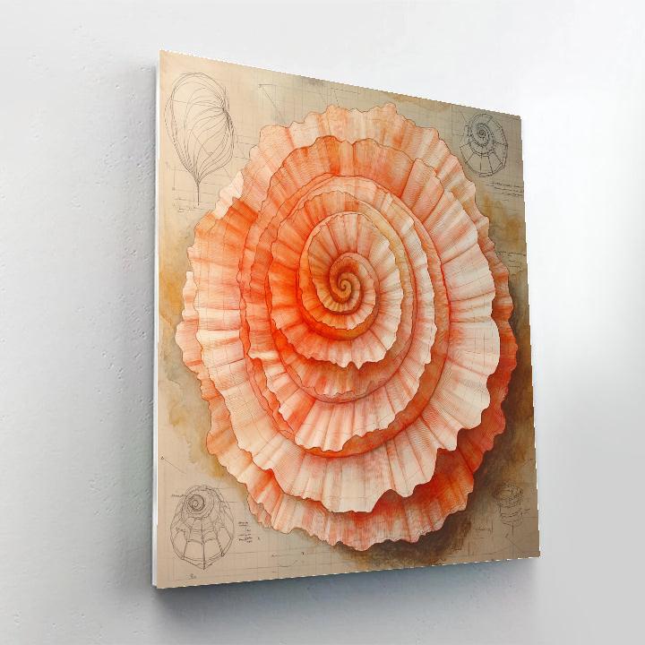 Leonardo Da Vinci Inspired Coral Spiral Diagram Painting by numbers kit