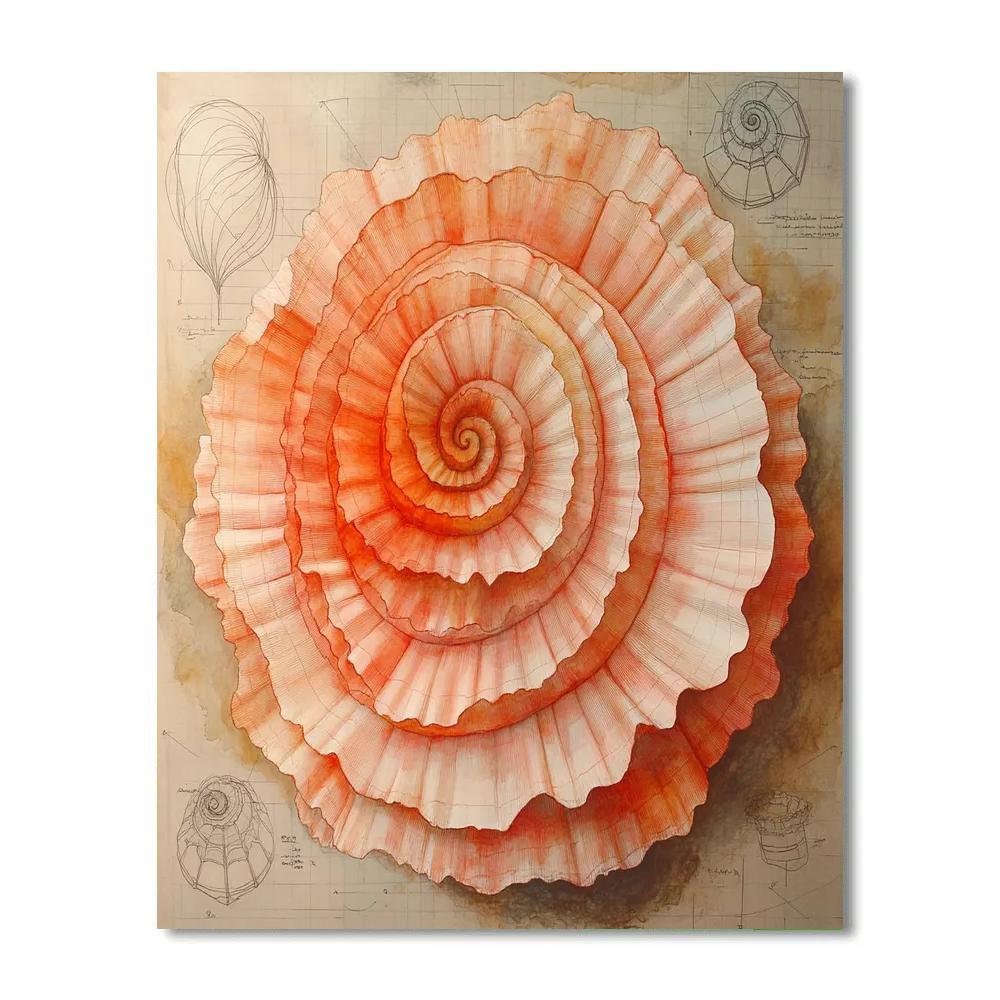 Leonardo Da Vinci Inspired Coral Spiral Diagram Painting by numbers kit