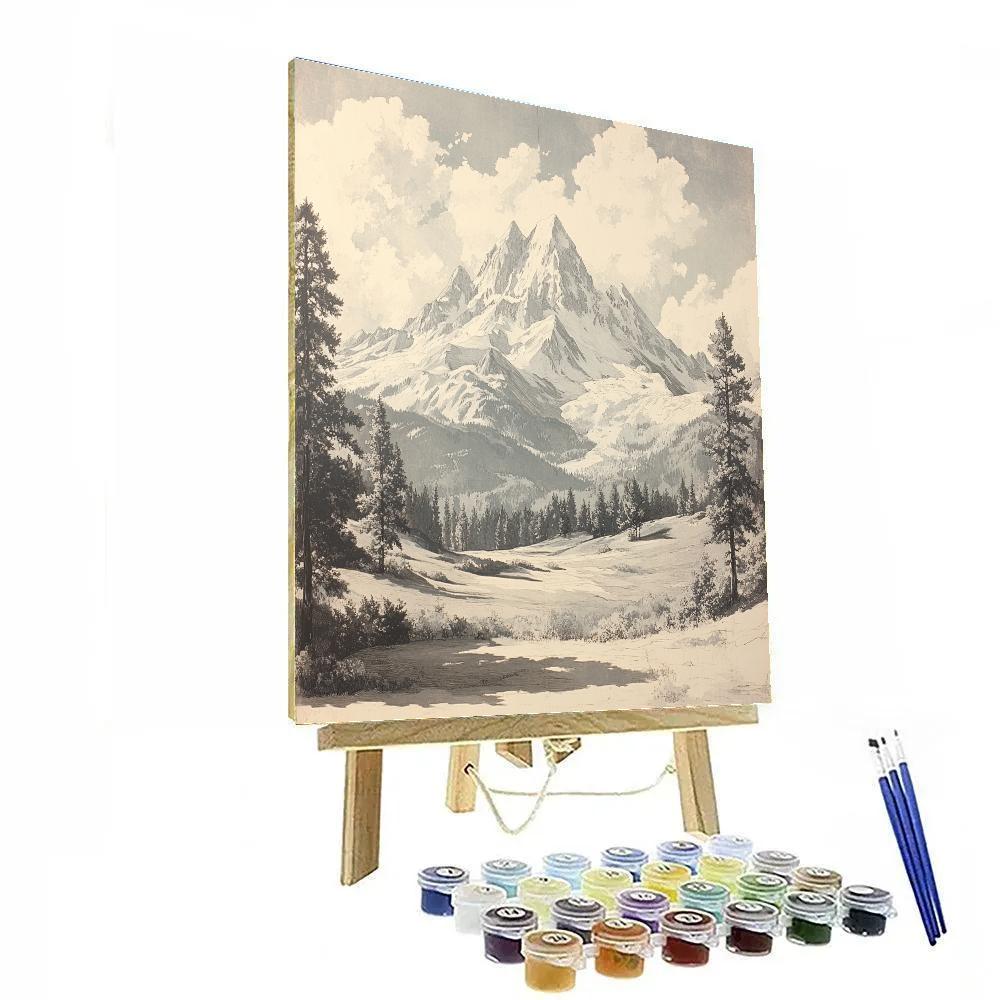 Albrecht Durer Inspired Mountain Etching paint by numbers