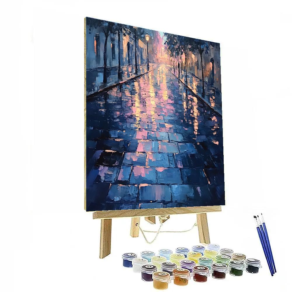 Edgar Degas Inspired City Twilight Ribbons Number painting