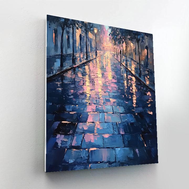 Edgar Degas Inspired City Twilight Ribbons Number painting