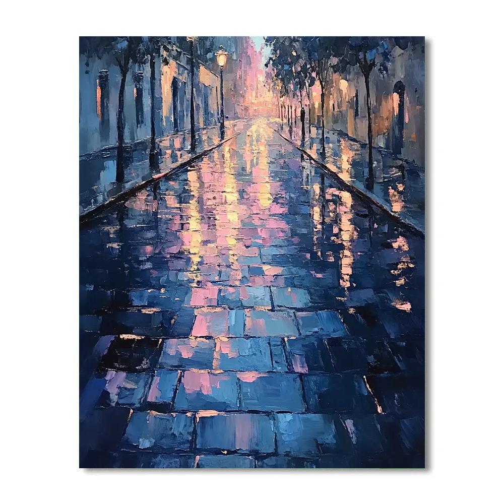 Edgar Degas Inspired City Twilight Ribbons Number painting