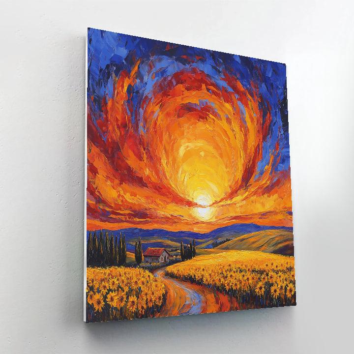 Van Gogh Inspired Cypress Sunset paint by number