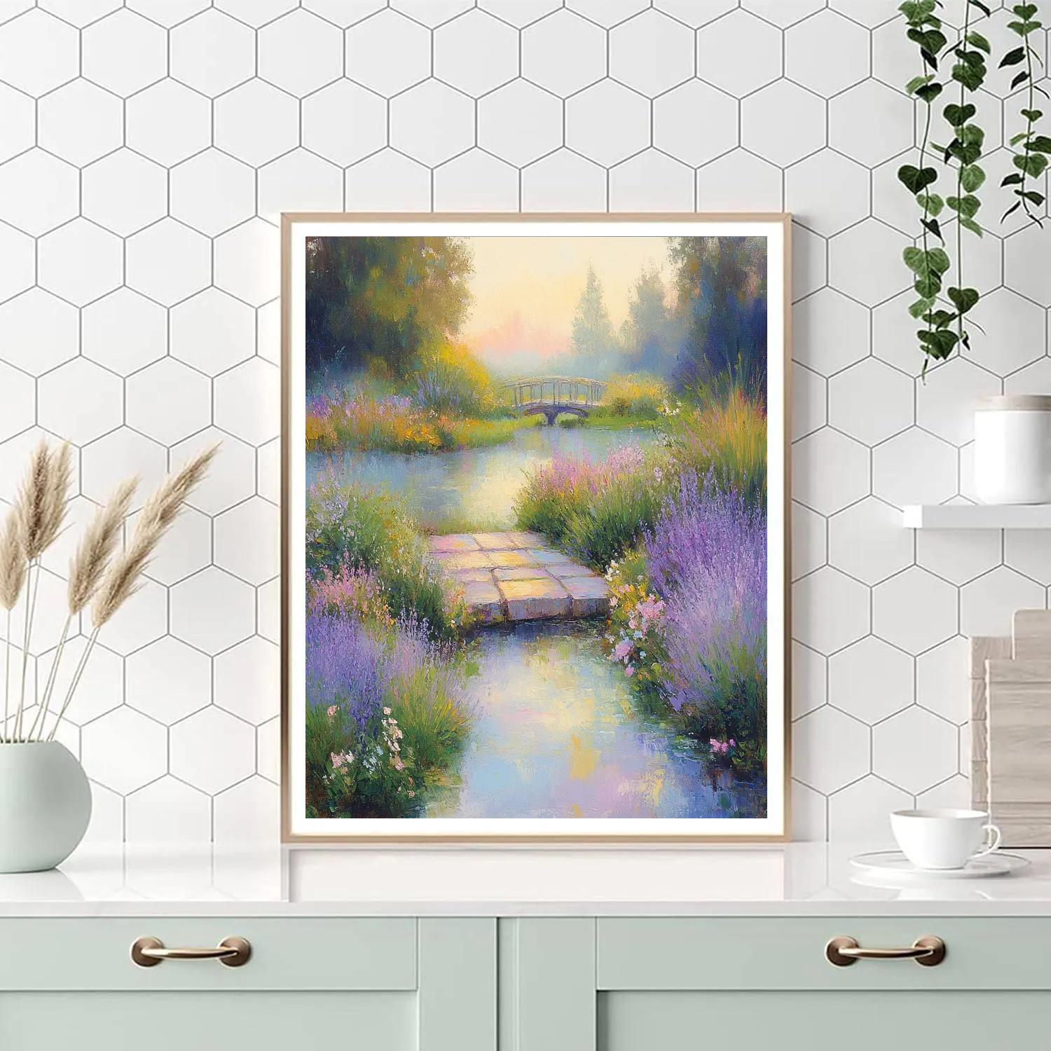 Monet Inspired Flower Garden Dawn Paint by numbers art