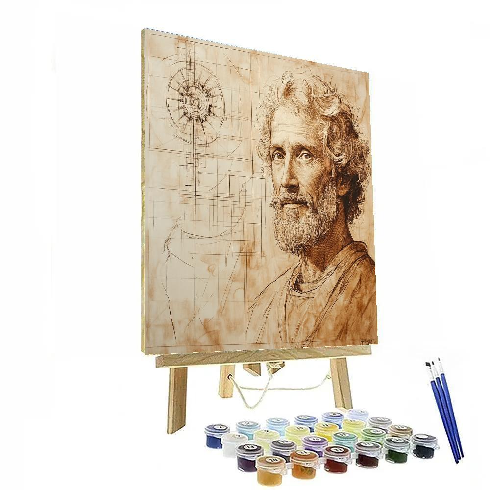 Leonardo Da Vinci Inspired Inventor Study paint by number