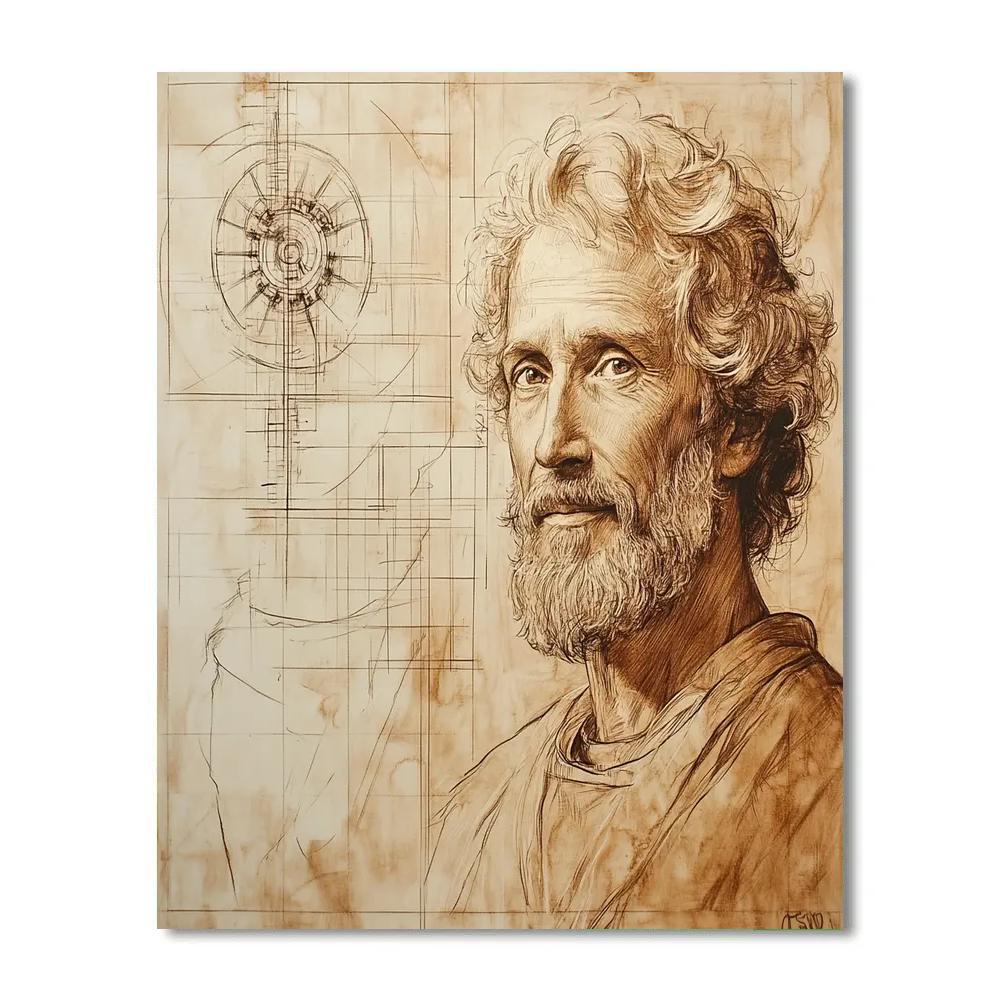 Leonardo Da Vinci Inspired Inventor Study paint by number