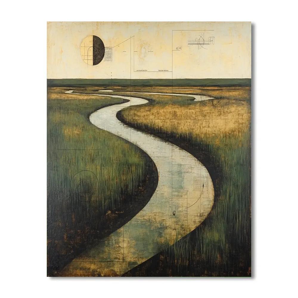 Leonardo Da Vinci Inspired Riverine Orbital Study Paint by numbers art