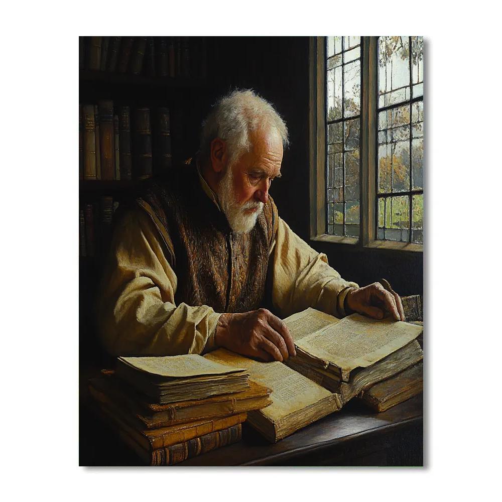 Rembrandt Inspired Scholar By Candlelight paint by color