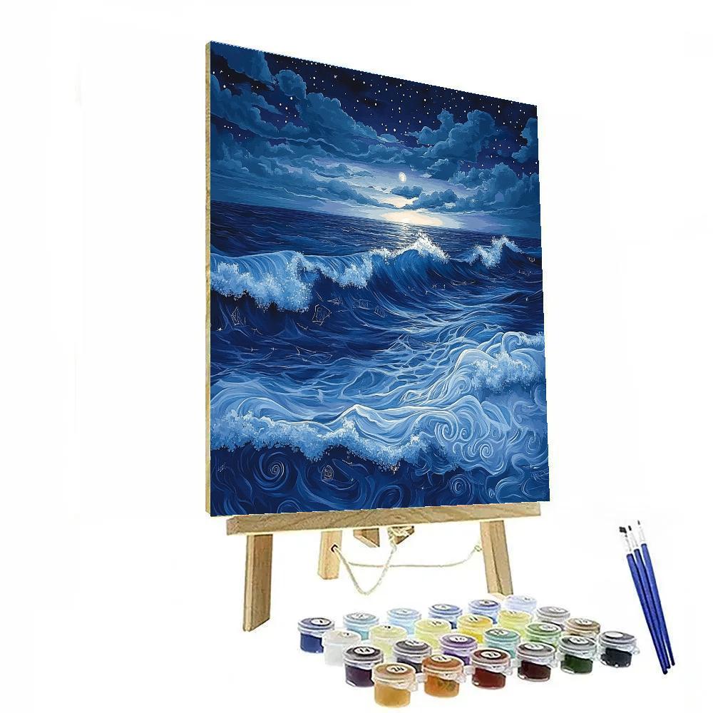 Michelangelo Inspired Starlit Ocean Number painting