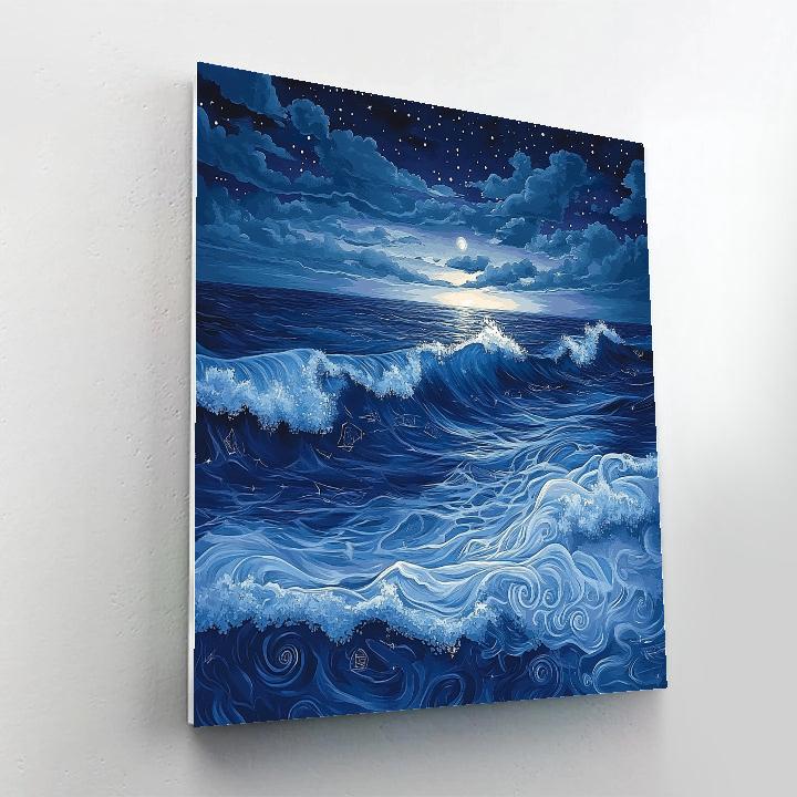 Michelangelo Inspired Starlit Ocean Number painting