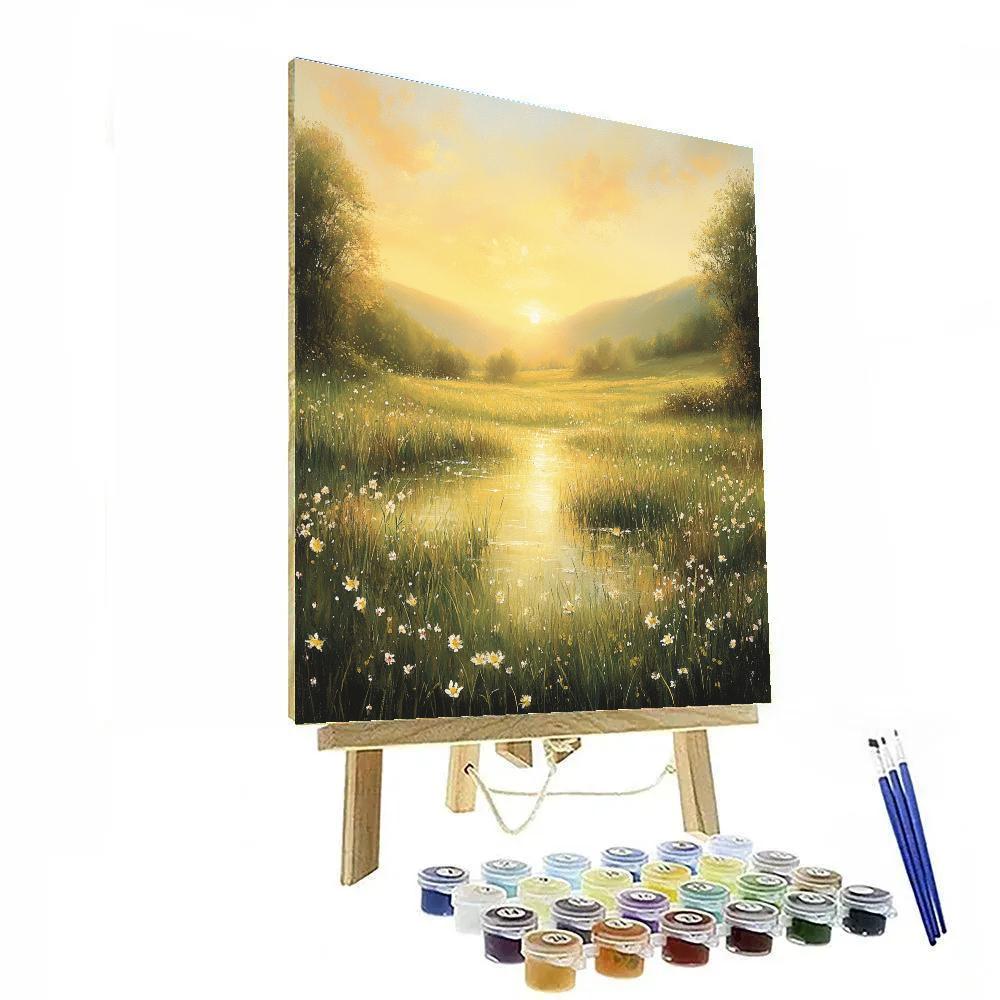 Michelangelo Inspired Sunrise Over Meadows Painting by numbers kit
