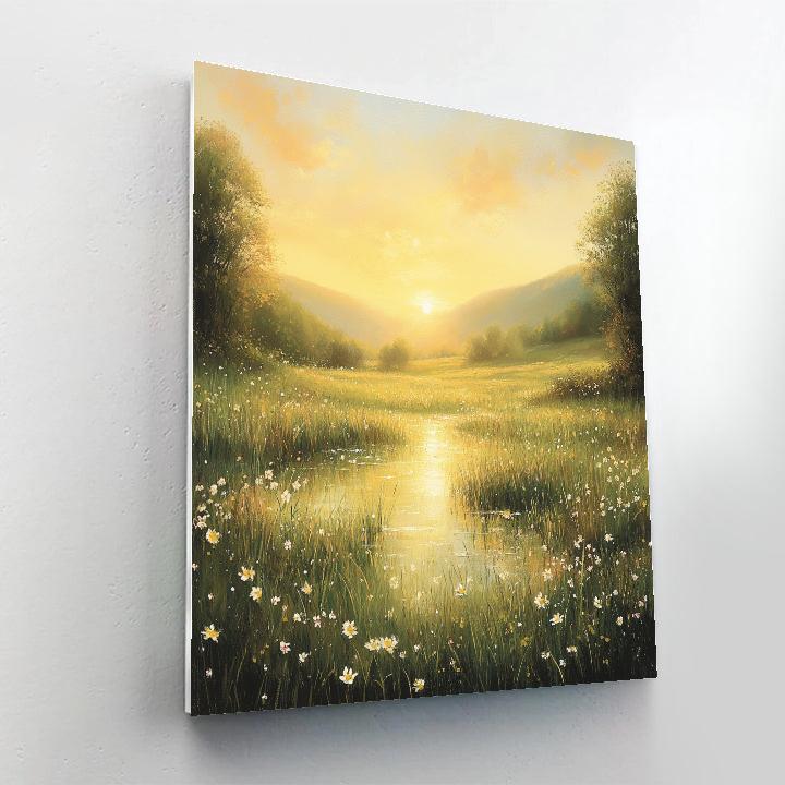 Michelangelo Inspired Sunrise Over Meadows Painting by numbers kit