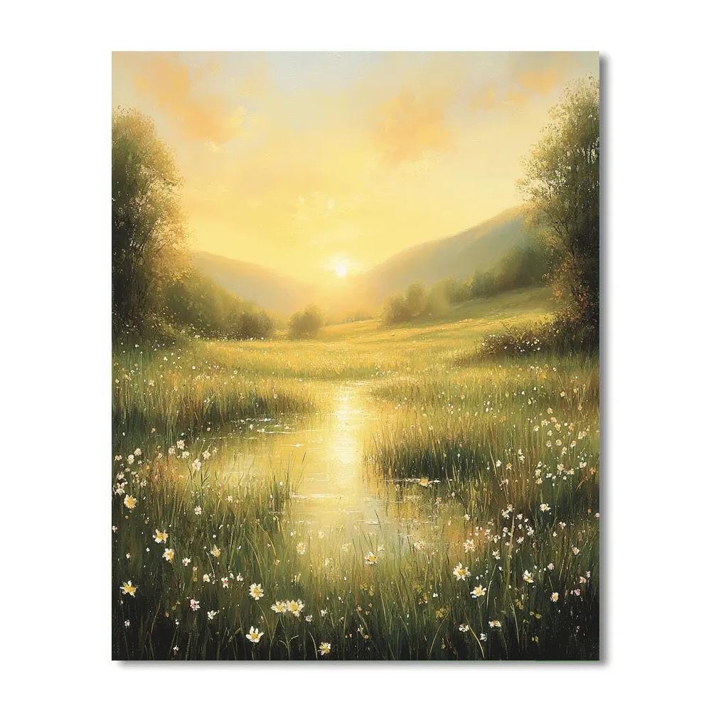 Michelangelo Inspired Sunrise Over Meadows Painting by numbers kit