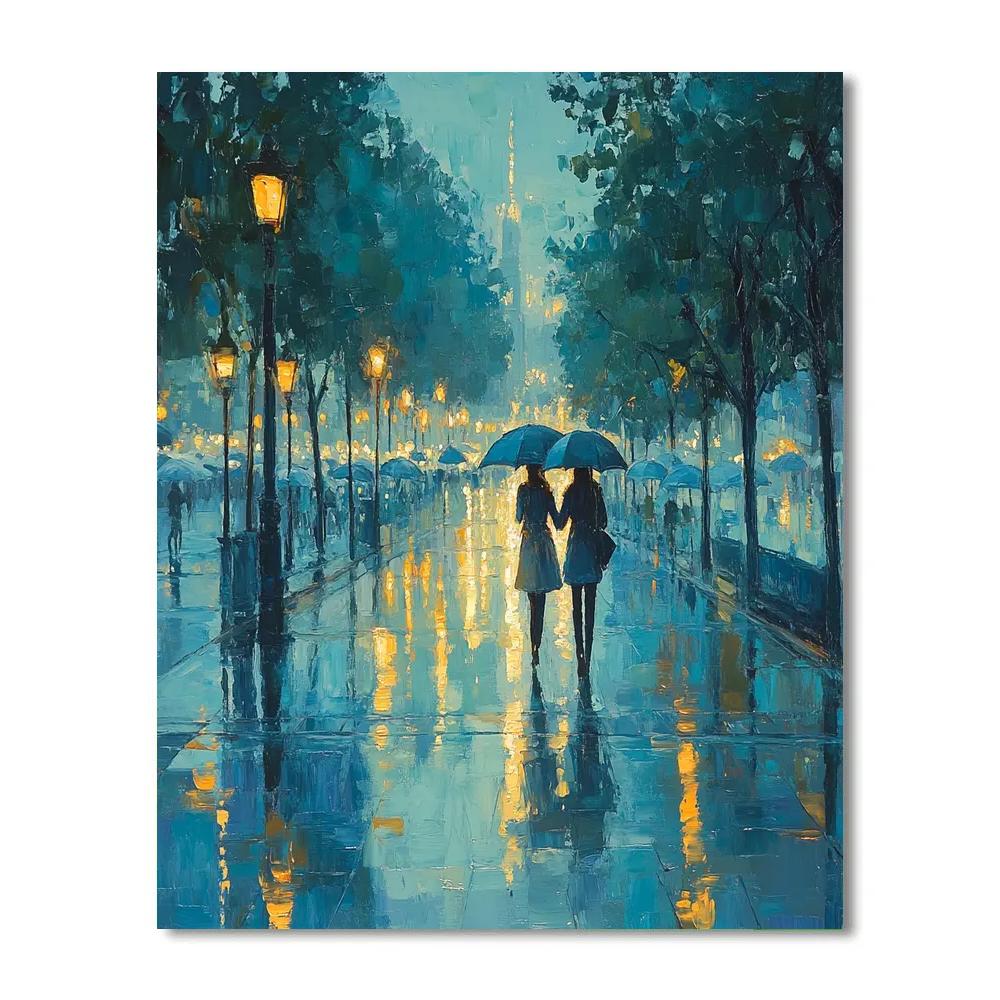 Claude Monet Inspired Rainy Boulevard paint by number