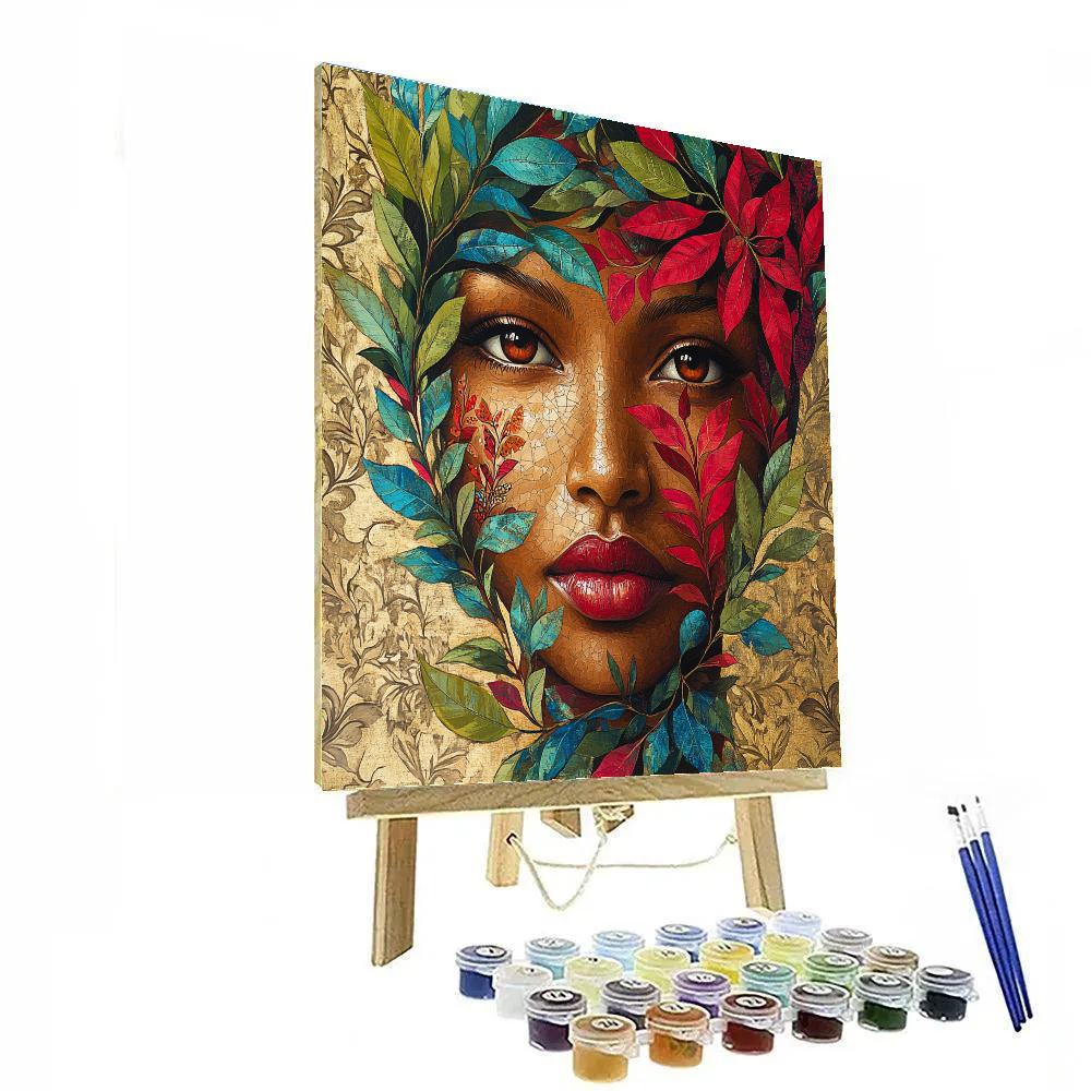 Frida Kahlo Inspired Botanical Portrait DIY paint by numbers