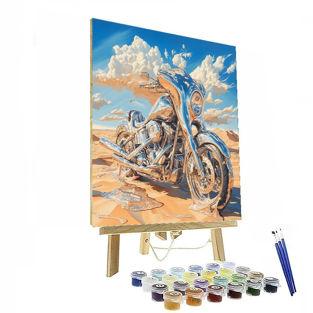 Salvador Dali Inspired Melting Motorcycle painting number kit