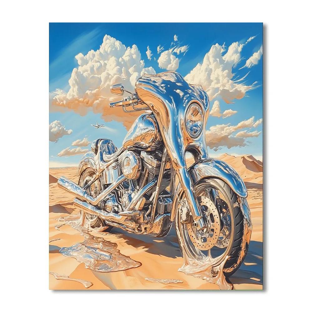 Salvador Dali Inspired Melting Motorcycle painting number kit
