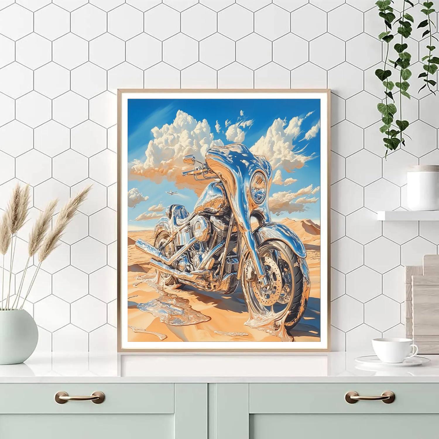 Salvador Dali Inspired Melting Motorcycle painting number kit