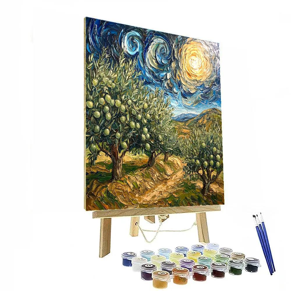 Vincent Van Gogh Inspired Olive Grove painting number kit
