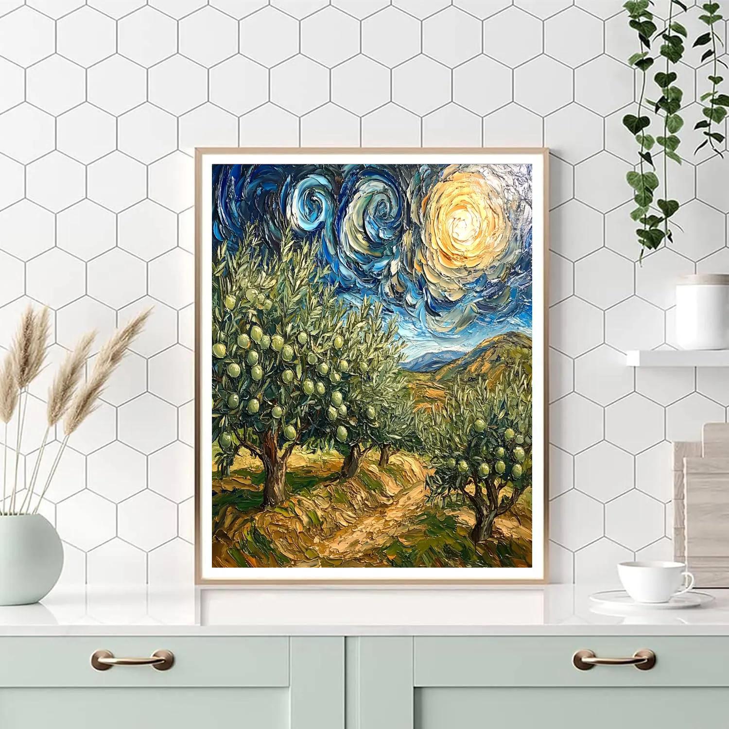 Vincent Van Gogh Inspired Olive Grove painting number kit