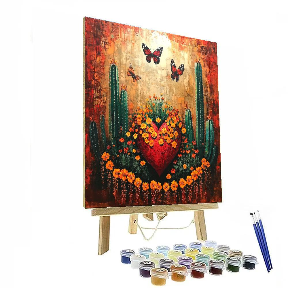 Frida Kahlo Inspired Heart Of Cacti Number painting