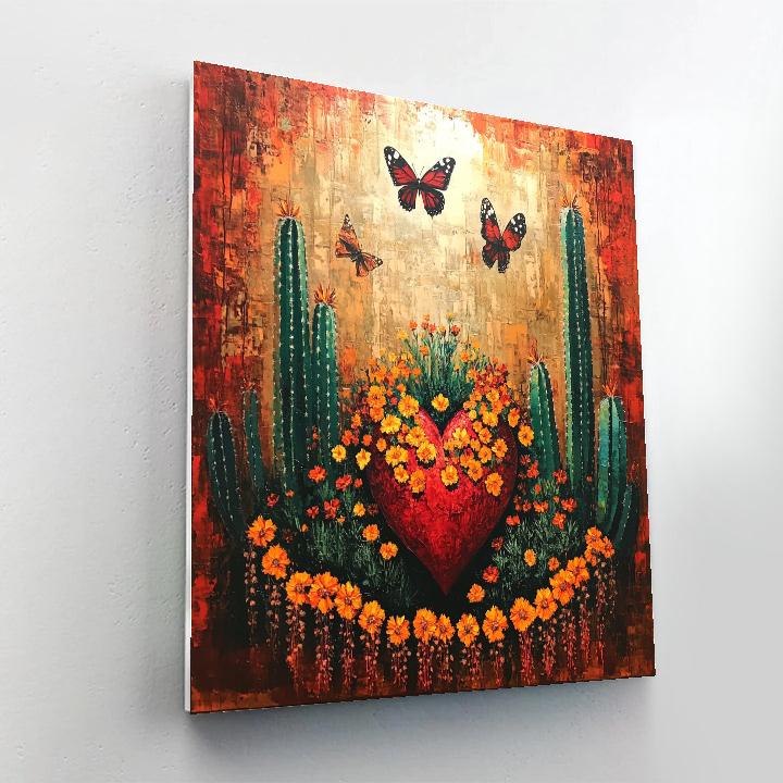 Frida Kahlo Inspired Heart Of Cacti Number painting