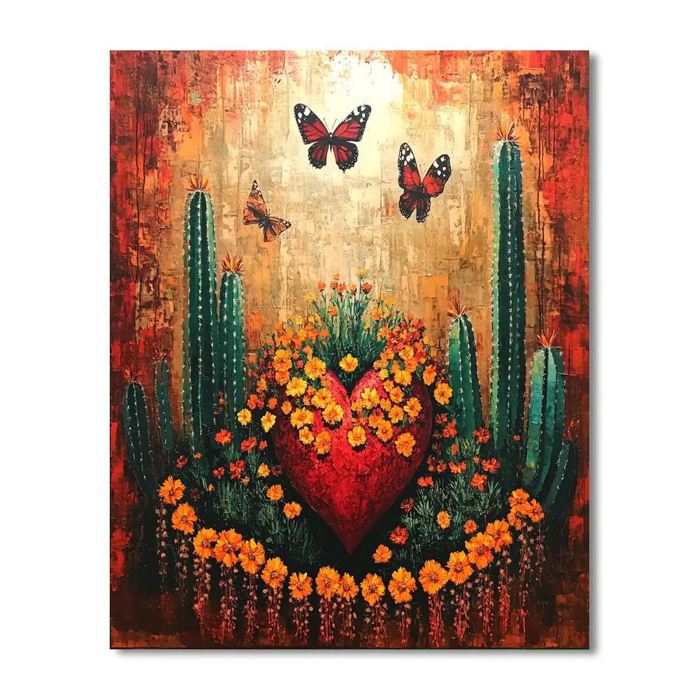 Frida Kahlo Inspired Heart Of Cacti Number painting