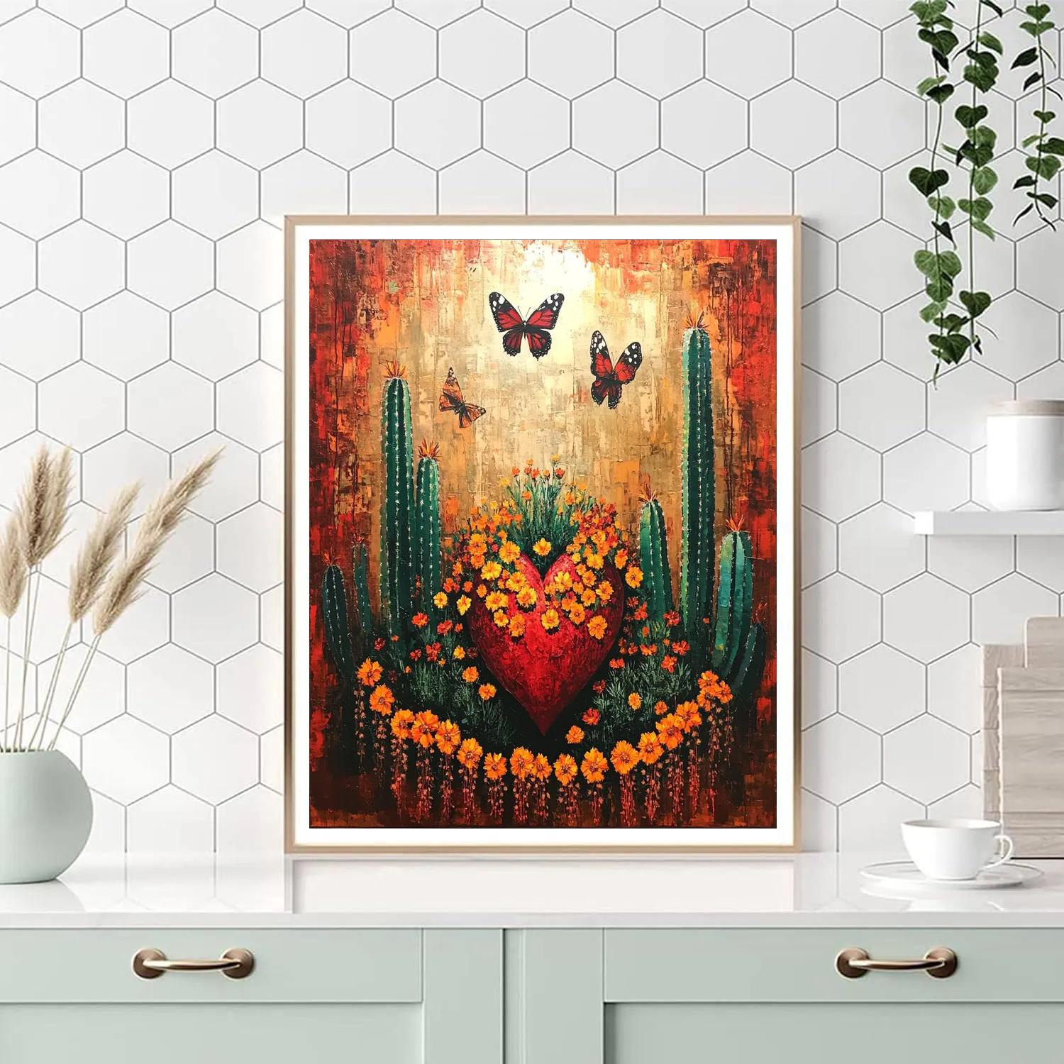Frida Kahlo Inspired Heart Of Cacti Number painting