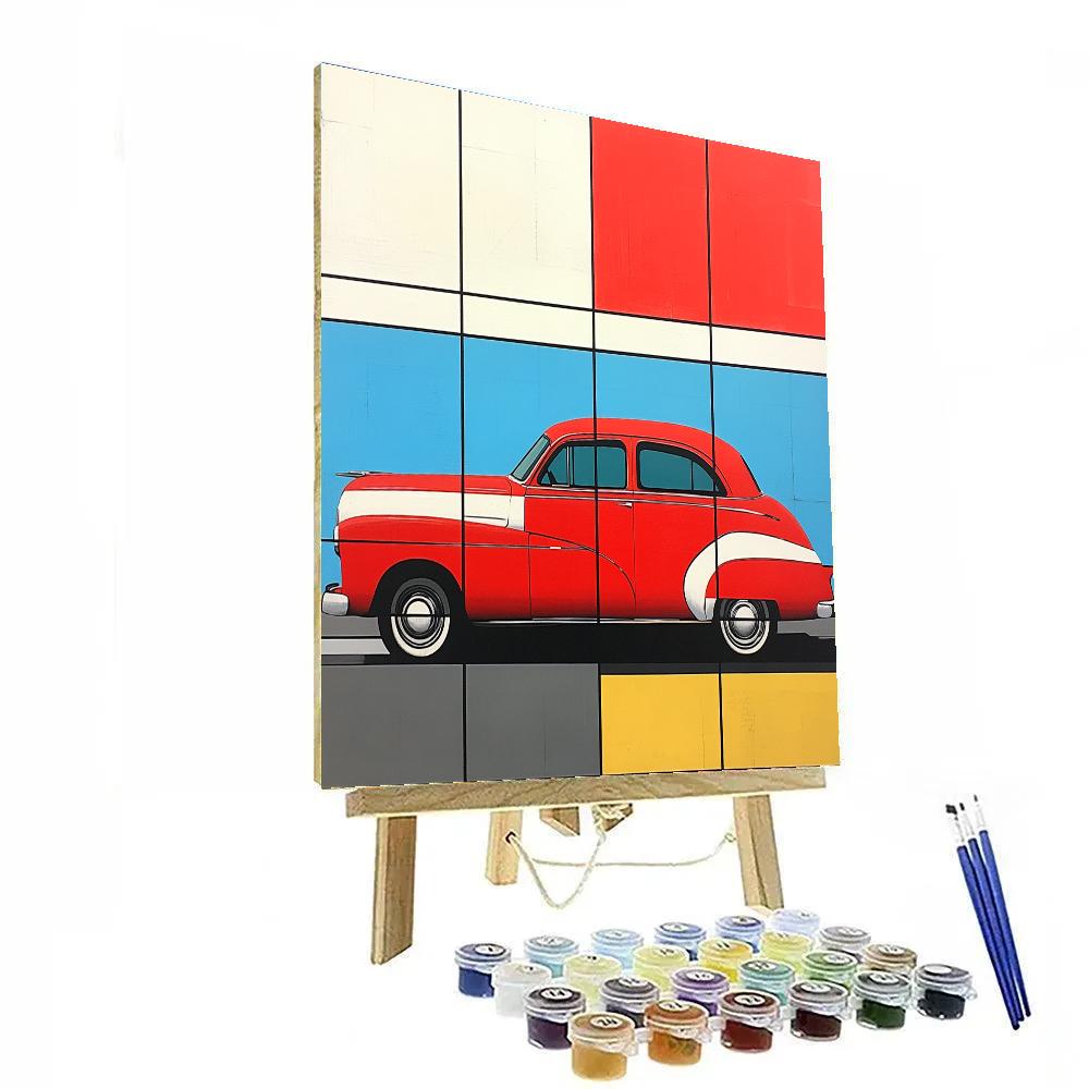 Piet Mondrian Inspired Vintage Car Numbered painting kits
