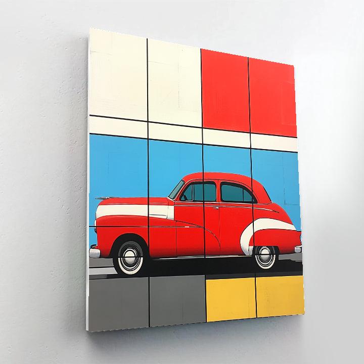 Piet Mondrian Inspired Vintage Car Numbered painting kits