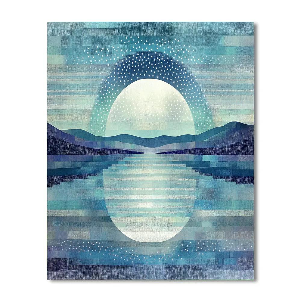 Georges Seurat Inspired Lunar Lagoon Number painting