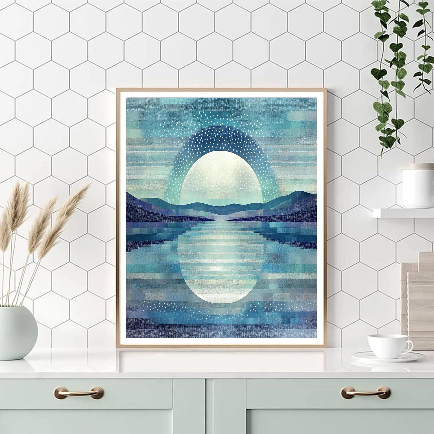 Georges Seurat Inspired Lunar Lagoon Number painting