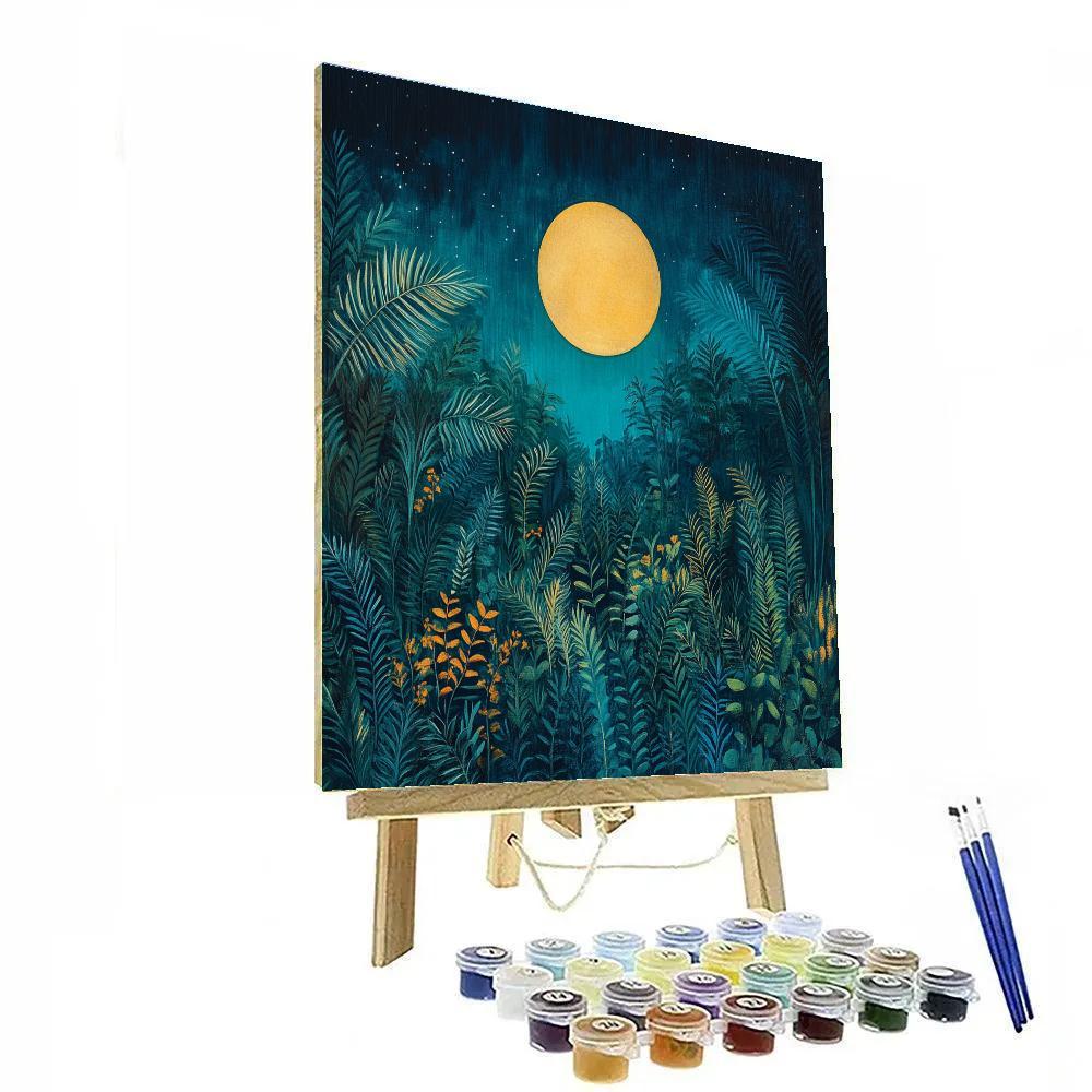 Henri Rousseau Inspired Moonlit Jungle paint by color