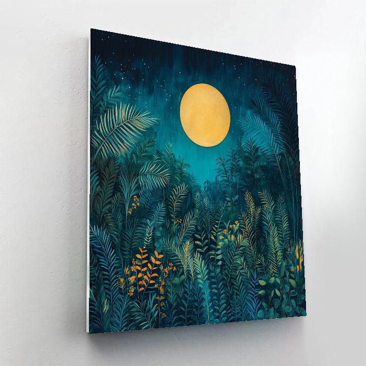 Henri Rousseau Inspired Moonlit Jungle paint by color