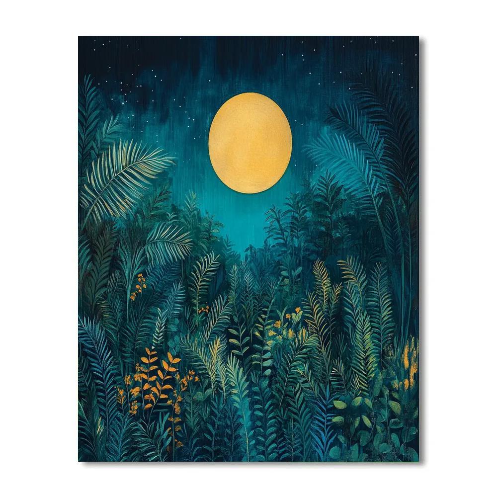 Henri Rousseau Inspired Moonlit Jungle paint by color