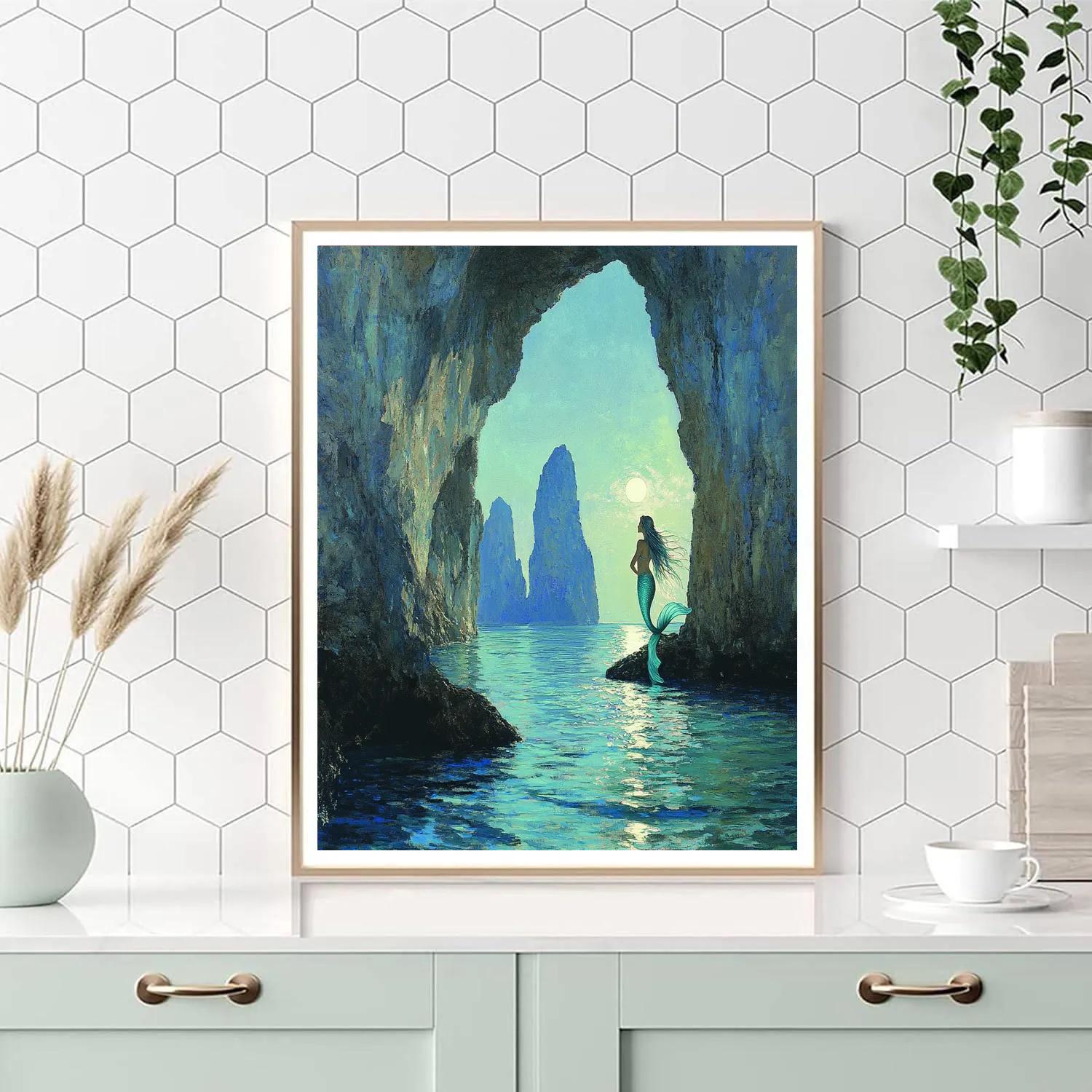 John William Waterhouse Inspired Mermaid Bay Paint by numbers art