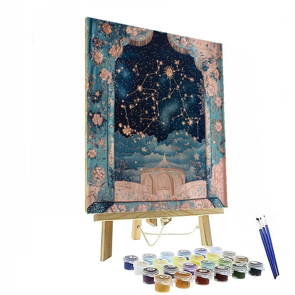 Frida Kahlo Inspired Stitched Sky Tapestry paint by color