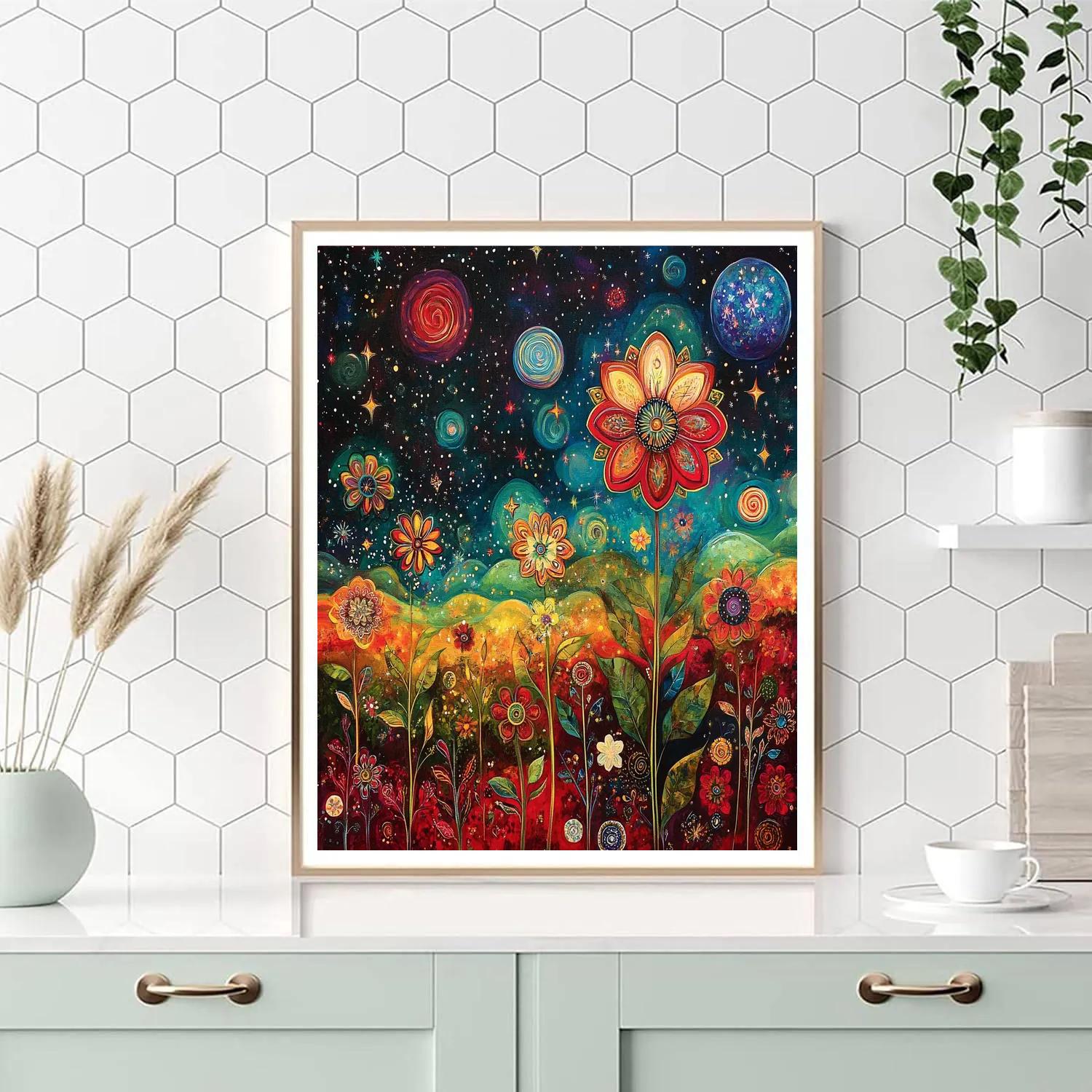 Frida Kahlo Inspired Cosmic Flora Symphony paint by color