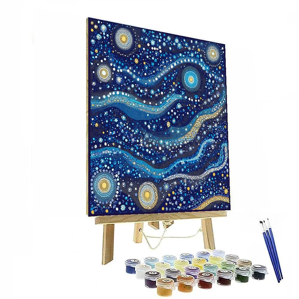 Georges Seurat Inspired Cosmic Mosaic Field paint by color