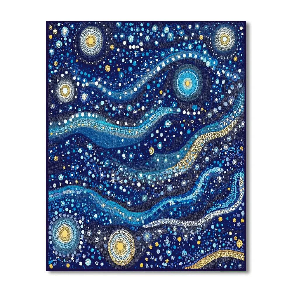 Georges Seurat Inspired Cosmic Mosaic Field paint by color