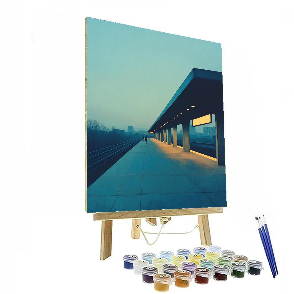Edward Hopper Inspired Train Platform Number painting