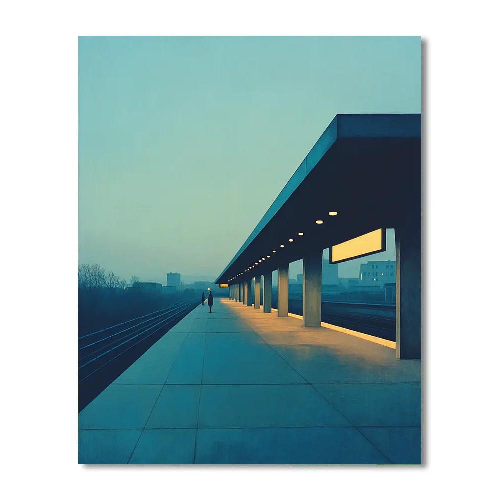Edward Hopper Inspired Train Platform Number painting