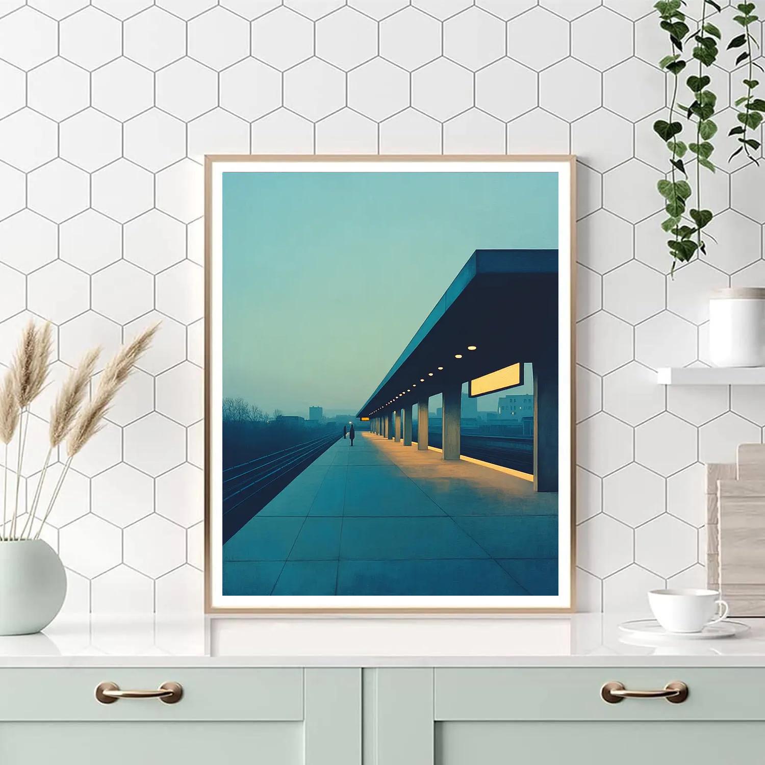 Edward Hopper Inspired Train Platform Number painting