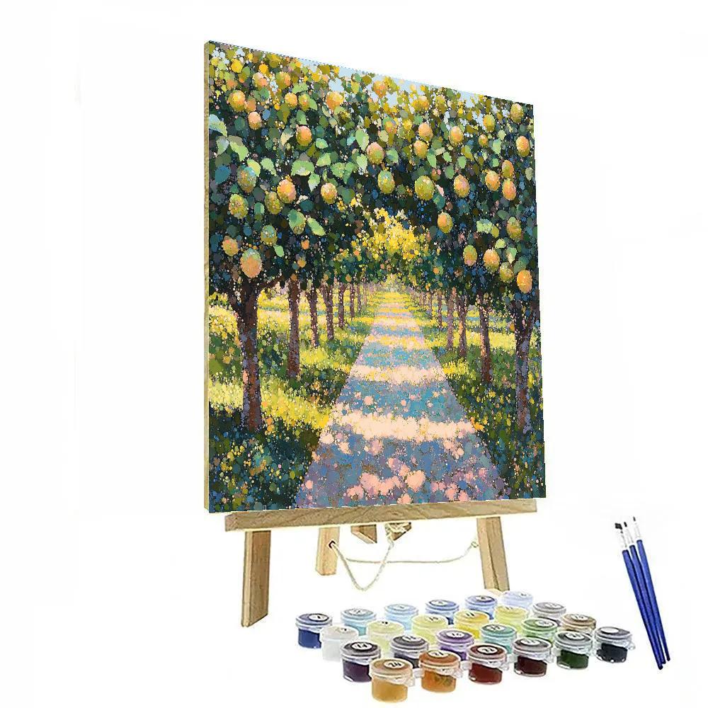 Georges Seurat Inspired Orchard Afternoon paint by color