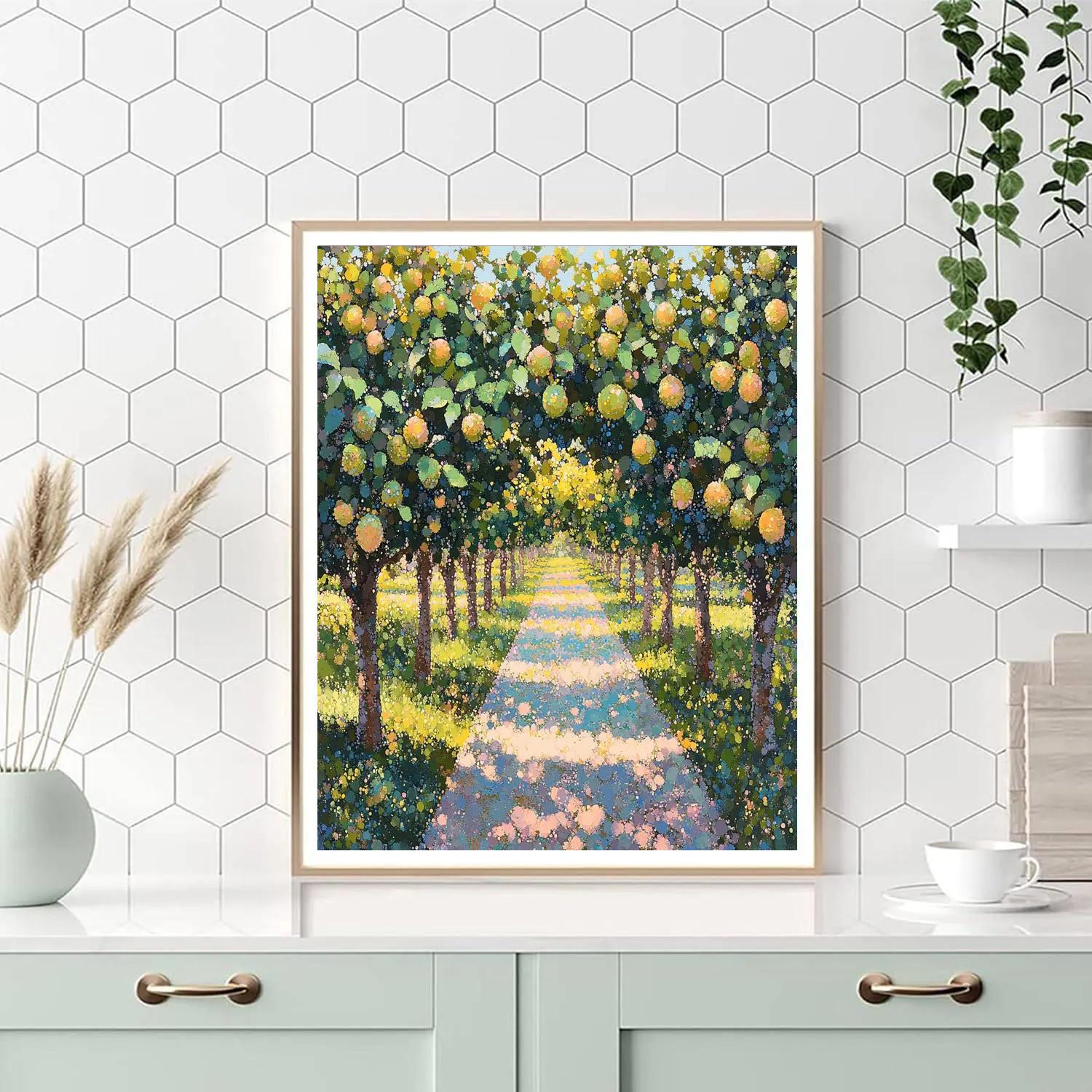 Georges Seurat Inspired Orchard Afternoon paint by color