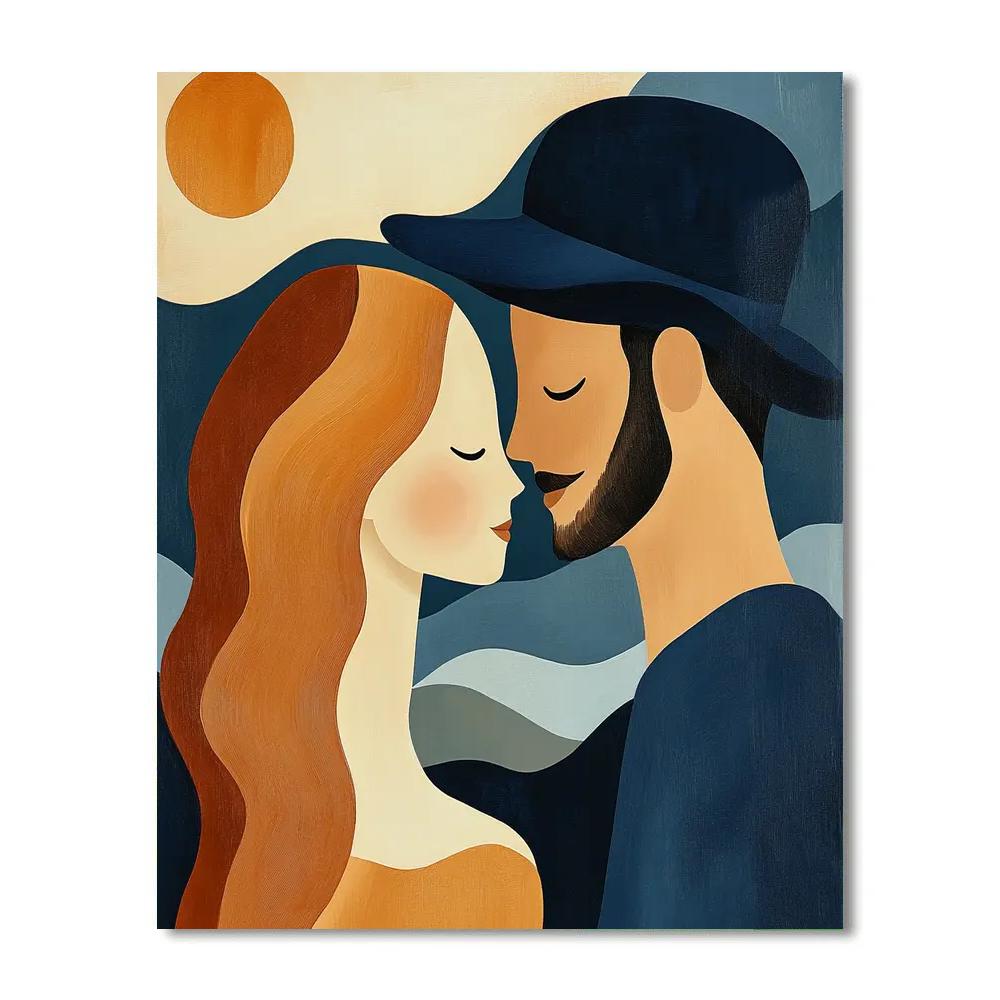 Amedeo Modigliani Inspired Evening Couple Number painting