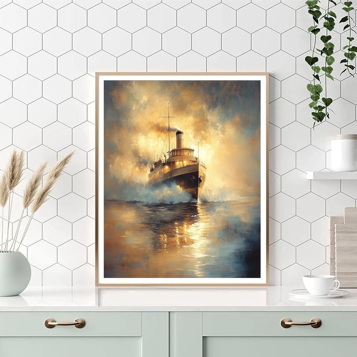 J.M.W. Turner Inspired Steamship At Dawn Numbered painting kits