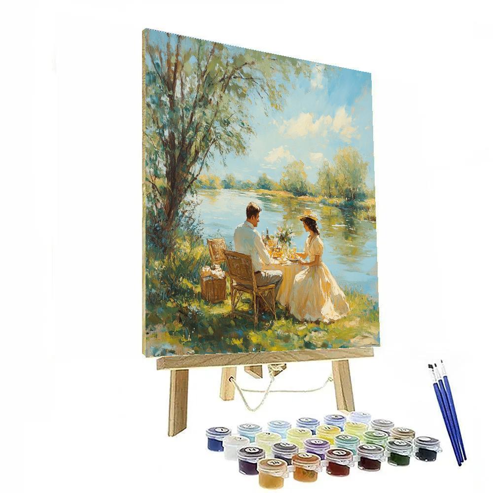 Thomas Gainsborough Inspired River Picnic paint by numbers