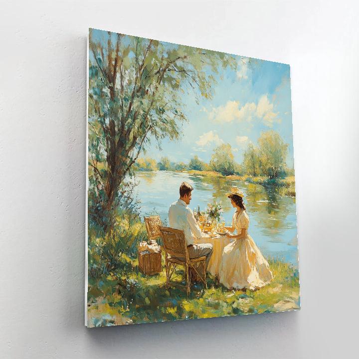 Thomas Gainsborough Inspired River Picnic paint by numbers